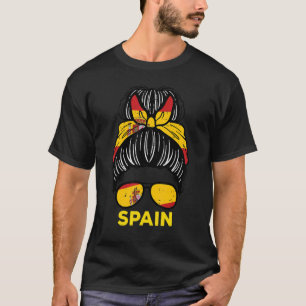 T-shirt Espagne Drapeau espagnol fille Hairbun Football Fo