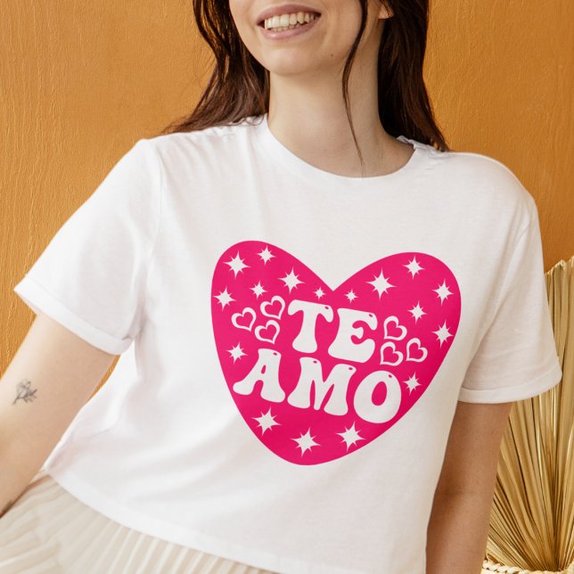 T-shirt Espagnol Je t'aime Te Amo Pink Saint-Valentin (Créateur téléchargé)