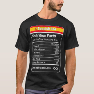 T-shirt Espagnol Papa Nutrition Facts Fête des pères Cadea