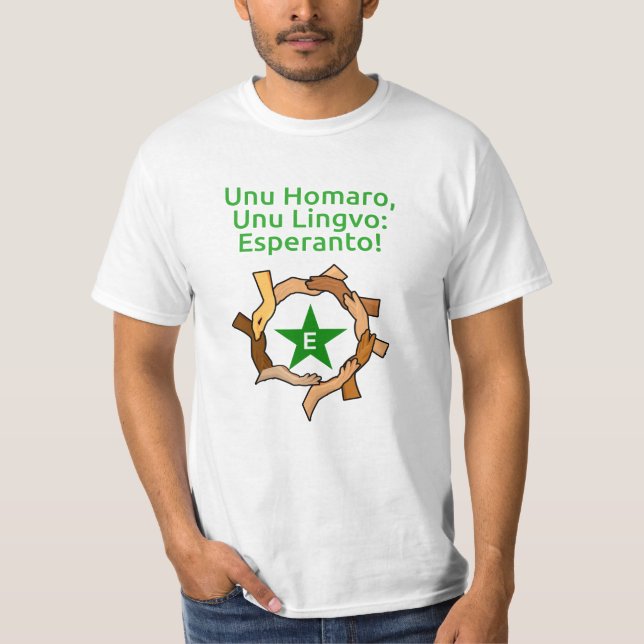 T-shirt Esperanto mãos fundo incolor (Devant)