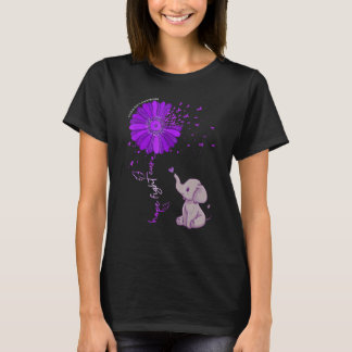 T-shirt Espoir Combat Guérir Fleur Violette Éléphant Alzhe