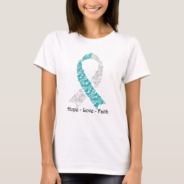 T-shirt Espoir Teal et foi d'amour d'espoir blanc (Devant)