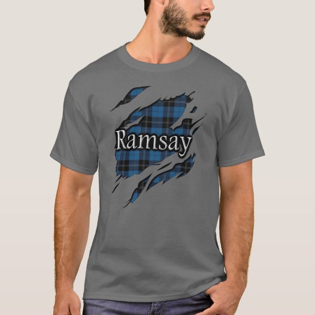 T-shirt Esprit bleu de tartan de chasse de Ramsay Ramsey (Devant)