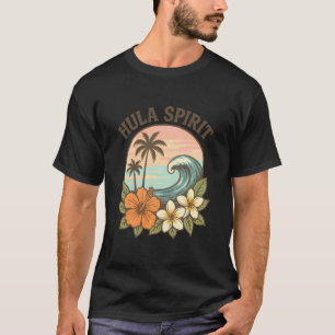 T-shirt Esprit Hula Rétro Surf Vague Hibiscus Plumeria Flu