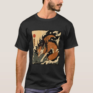 T-shirt Esprit renard japonais Inari Kitsune 狐 火 Vintage J
