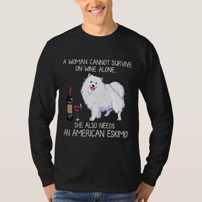 T-shirt Esquimau Américain Et Chien À Vins (Devant)