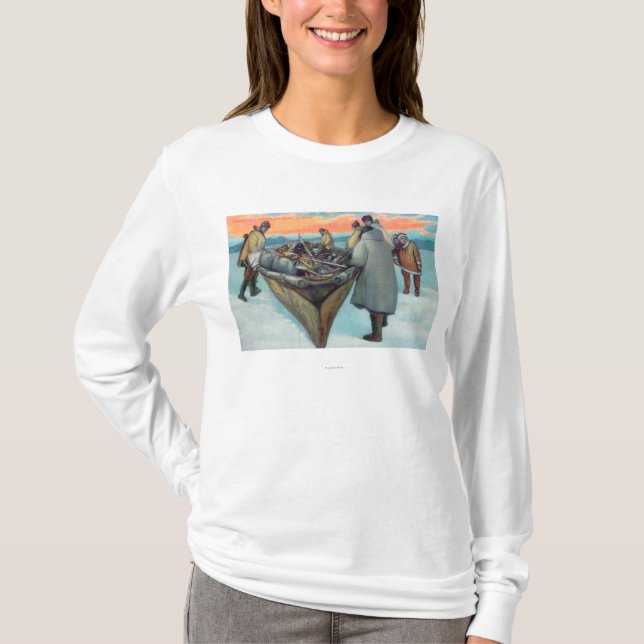 T-shirt Esquimaux lançant le bateau de pêche à la baleine (Devant)