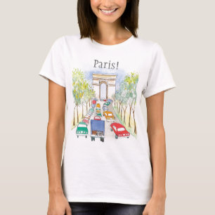 T-shirt Esquisse d'aquarelle Whimsical Arc de Triomphe