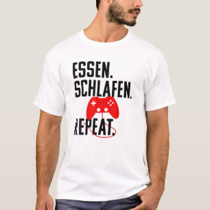 T-shirt Essen Schlaf Zocken Répéter ! Drôle Joueur Dire Gi