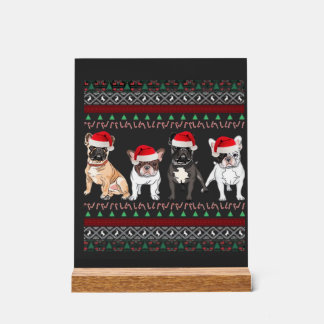 T-shirt essentiel de Noël laid avec Bulldog França