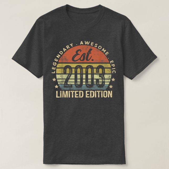 T-shirt Est 2003 Limited Edition 19e Anniversaire Cadeaux  (Design devant)