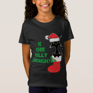 T-Shirt Est-ce assez joyeux Chat Funny Feu de Noël Rouge
