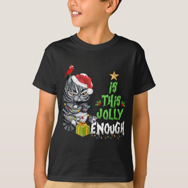 T-shirt Est-Ce Que Ce Jolly Assez Chat Noir Joyeux Noël Tr (Devant)
