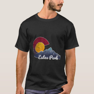 T-shirt Estes Park Colorado Avec Drapeau Scène De Montagne