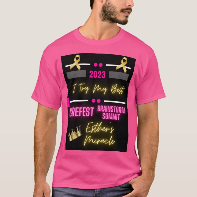 T-shirt Esther's Miracle 2023 CureFest & Brainstorm Summit (Devant)