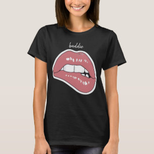 T-Shirt esthétique à morsure de lèvre rose