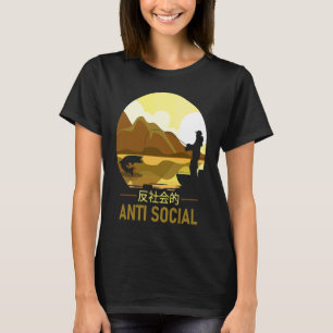 T-shirt esthétique de texte de pêche d'hommes japonais ant