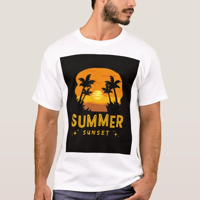 T-shirt Esthétique du coucher de soleil d'été | Plage trop (Devant)