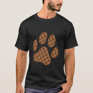 T-shirt Esthétique Empreinte de Patte de Chat Chien Damier