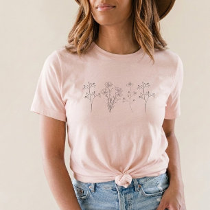 T-shirt esthétique rose Fleur fleurs sauvages pour amateur
