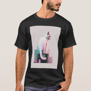 T-shirt Esthétique Vaperwave Chat Glitch Retrowave Synthwa