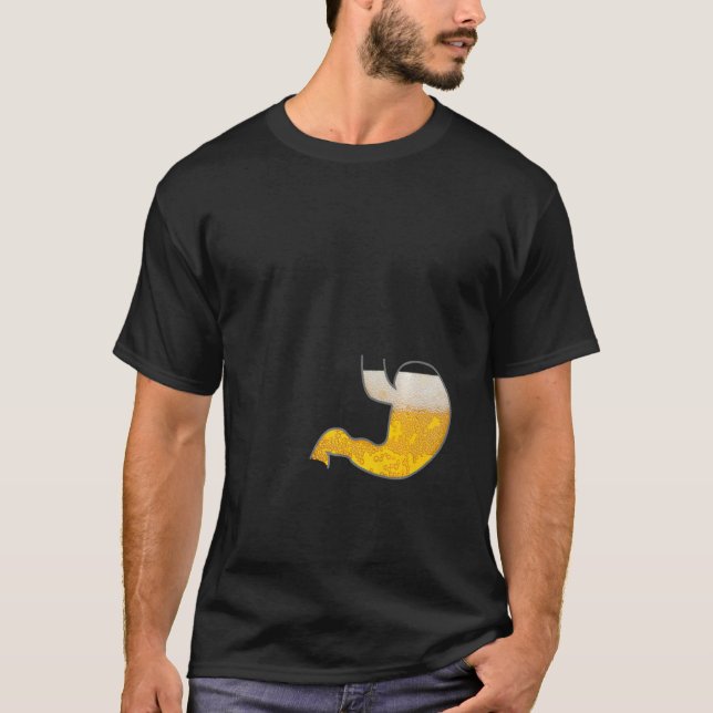 T-shirt Estomac Plein De Beer Pub Party Tummy Belly Humour (Devant)