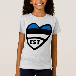 T-Shirt Estonie Code Pays Coeur Drapeau, EST