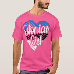 T-shirt Estonie Pour Fille Estonienne Coeur Drapeau pour F