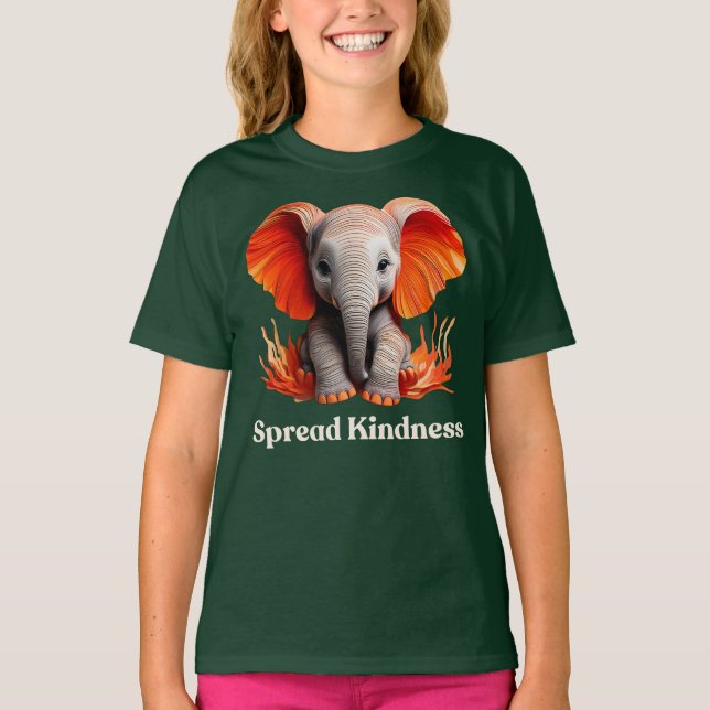 T-shirt Étaler Kindness mignon rouge orange bébé éléphant (Devant)