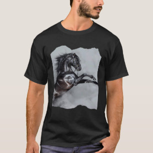 T-shirt Étalon andalou noir beau cheval de spectacle rea