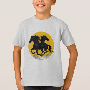 T-shirt Étalon Électrique – Foudre de Cheval Noir en Cours
