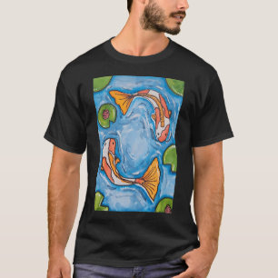 T-shirt Étang de carpes koï aquarelle