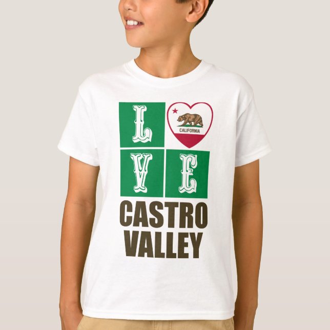 T-shirt Etat de Californie Drapeau Coeur Castro Valley (Devant)