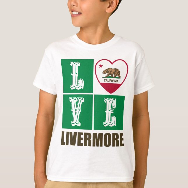 T-shirt Etat de Californie Drapeau Coeur Livermore (Devant)