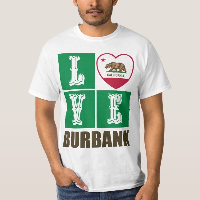 T-shirt État de Californie Drapeau Heart Burbank (Devant)