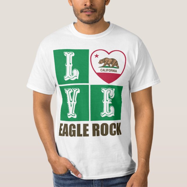 T-shirt État de Californie Drapeau Heart Eagle Rock (Devant)