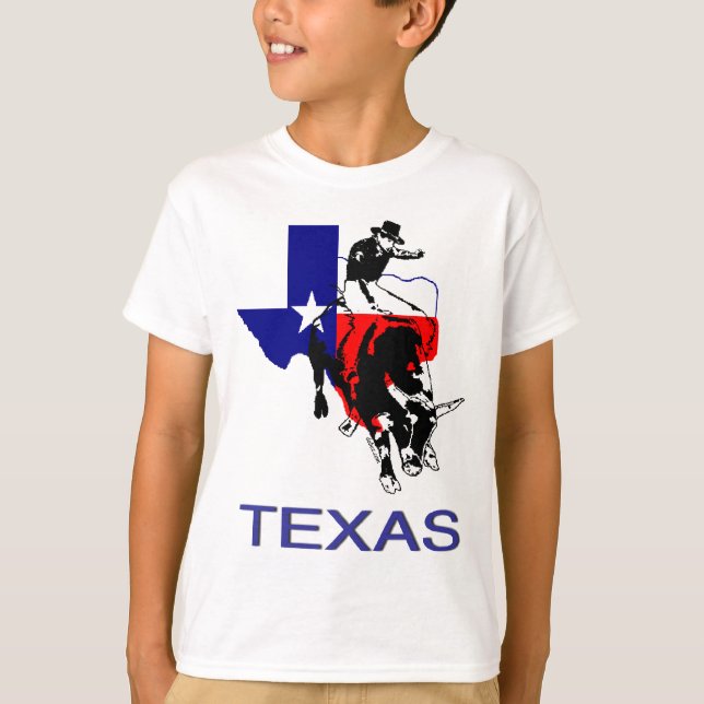 T-shirt État de cavalier de Taureau de rodéo du Texas (Devant)
