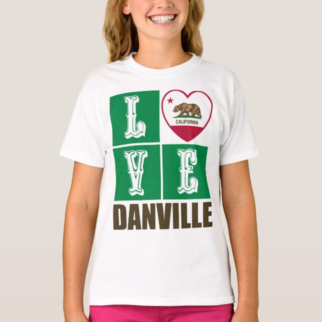 T-shirt Etat de la Californie Drapeau Heart Danville (Devant)