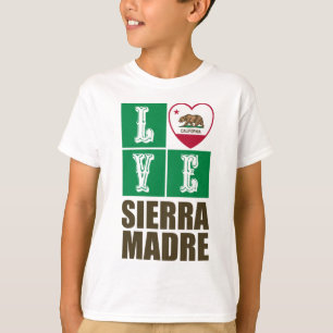 T-shirt Etat de la Californie Drapeau Heart Sierra Madre