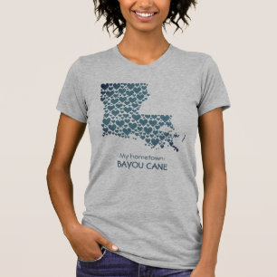 T-shirt État de la Louisiane Silhouette Coeurs et ville na