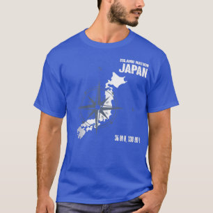 T-shirt Etat de l'île du Japon avec carte et boussole