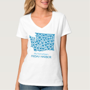T-shirt État de Washington Silhouette Hearts & Hometown