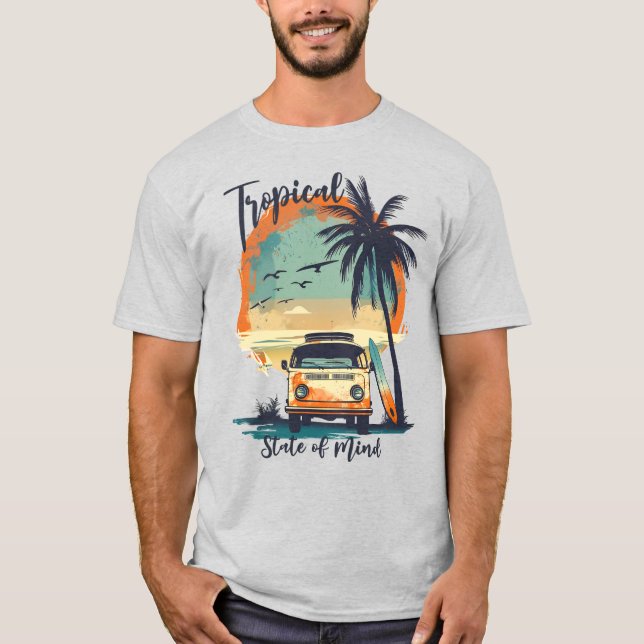T-shirt État d'esprit tropical Plage Retro (Devant)