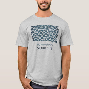 T-shirt État du Dakota du Sud Silhouette Coeurs et ville n