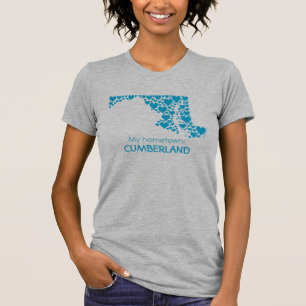 T-shirt État du Maryland Silhouette Coeurs et ville natale