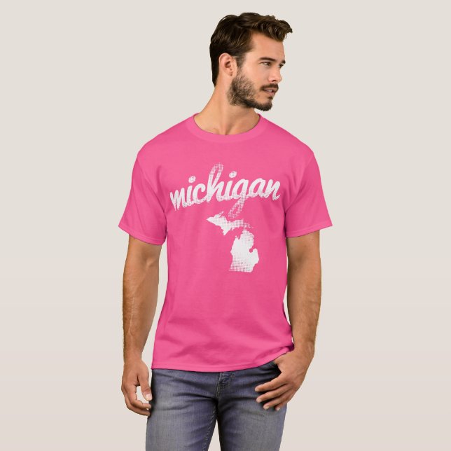 T-shirt État du Michigan dans le rose (Devant entier)