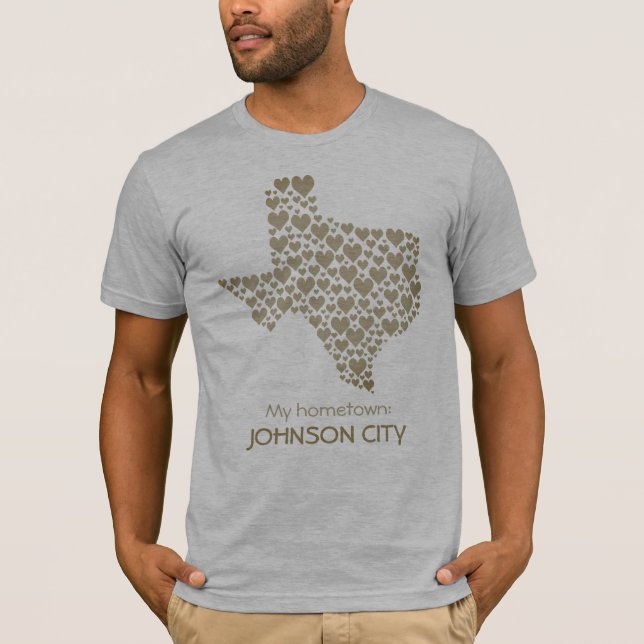 T-shirt État du Texas Silhouette Hearts & Hometown (Devant)
