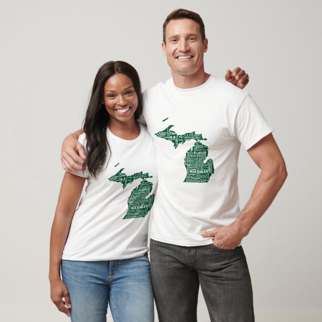 T-shirt État vert des villes du Michigan (Unisexe)