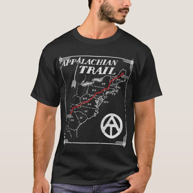 T-shirt États de la carte des sentiers des Appalaches (Devant)