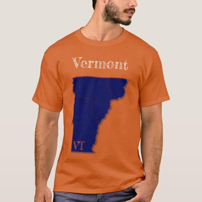 T-shirt États du Vermont [Conception bleue de la marine] (Devant)